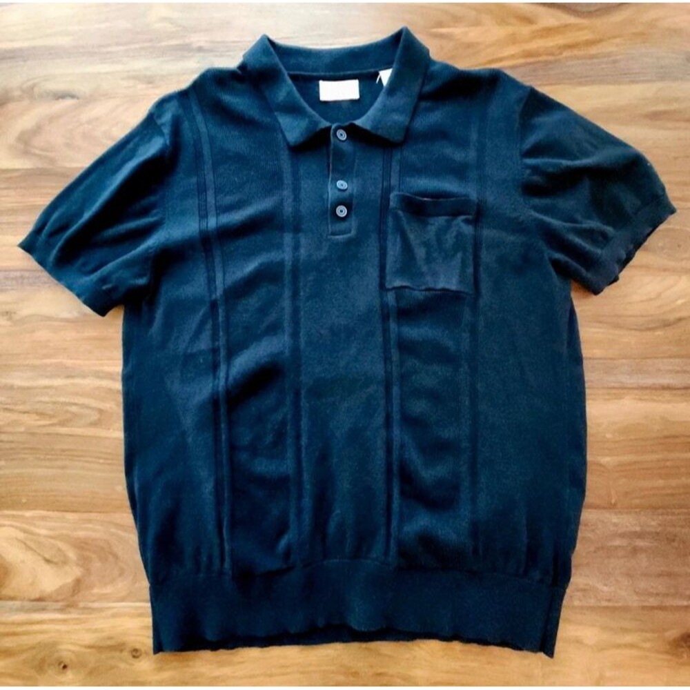 Weatherproof Vintage Mens XL Black Knit Polo Shirt